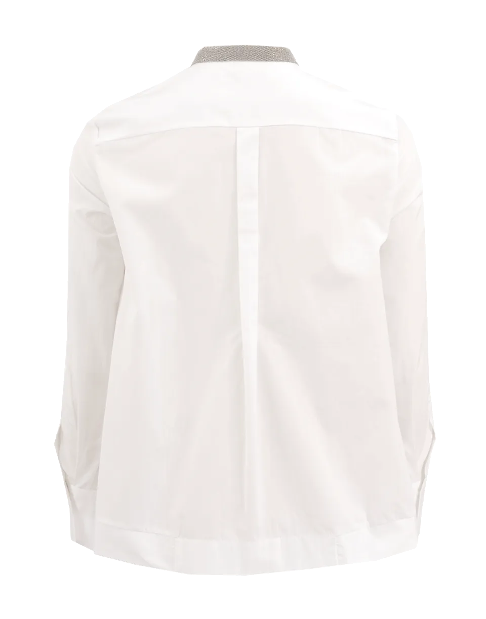 Poplin Swing Band Collar Blouse