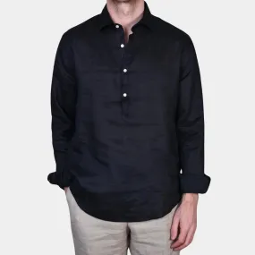 Popover Linen Shirt - Black