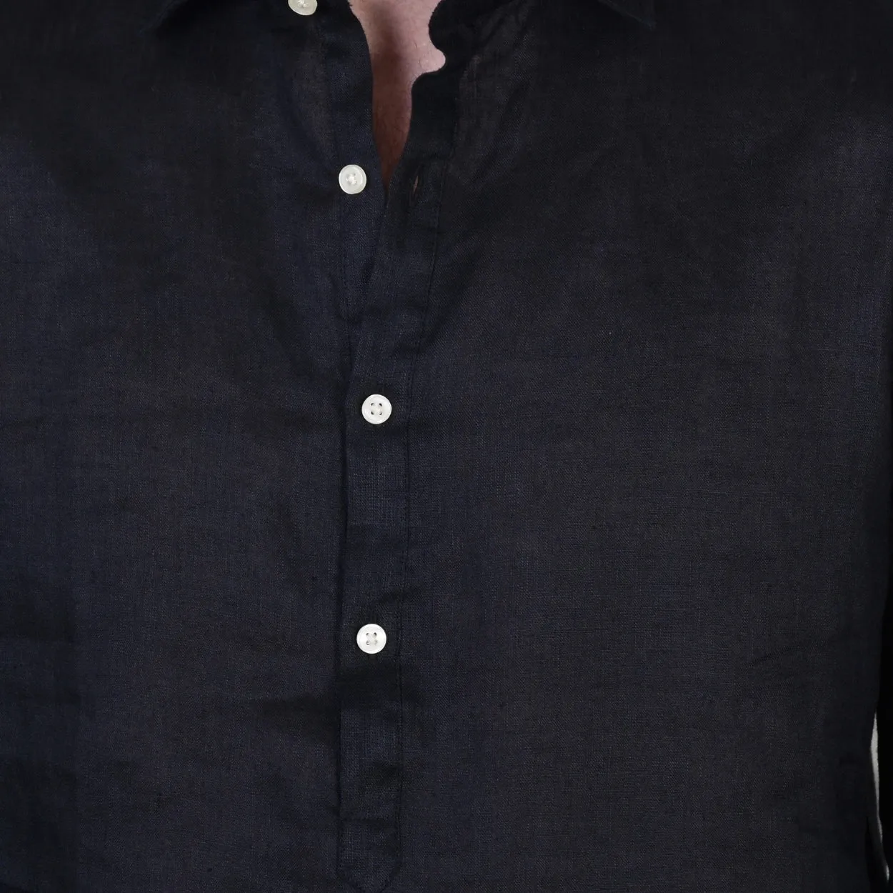Popover Linen Shirt - Black