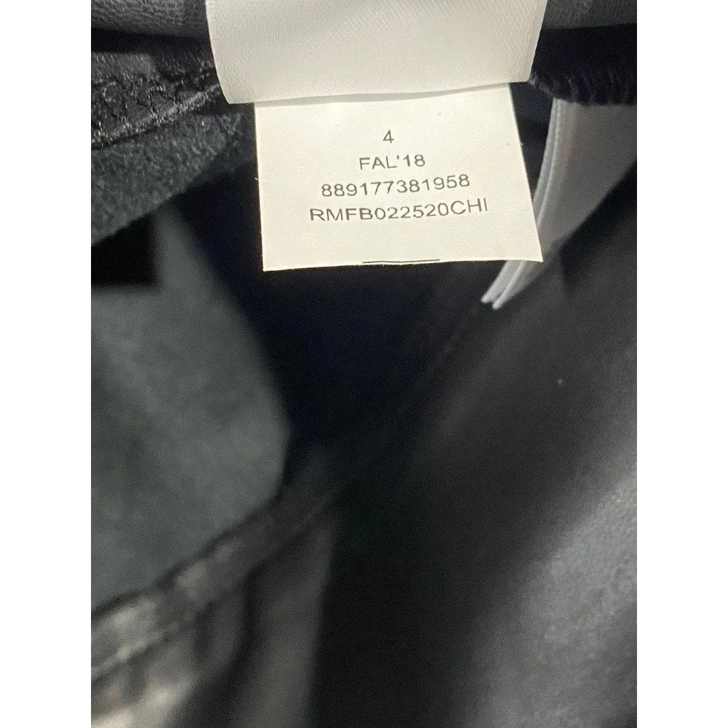 RACHEL RACHEL ROY Women's Black Faux Leather Ruffled Knee Length Skirt SZ 4