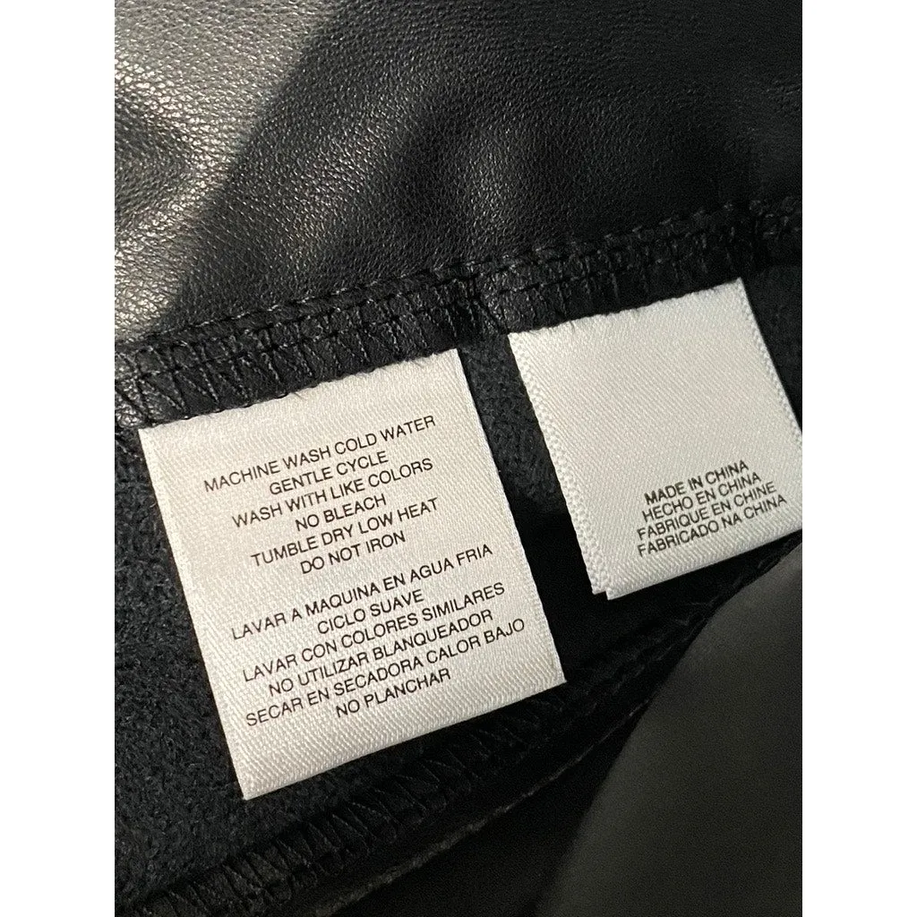 RACHEL RACHEL ROY Women's Black Faux Leather Ruffled Knee Length Skirt SZ 4