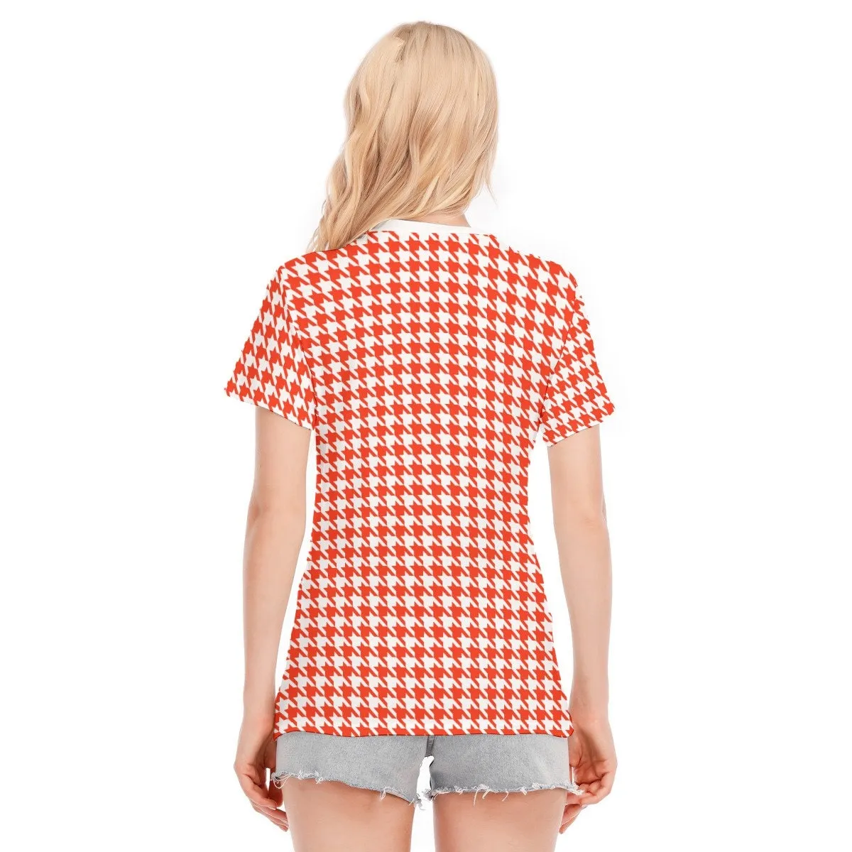 Retro Top, Retro Tshirt, Houndstooh Top, Houndstooth Tshirt, Womens Tshirts, Vintage style top, Vintage top, Red retro top, 60s top