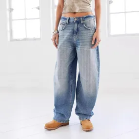 Retro Washed Distressed Loose Wide Leg Jeans