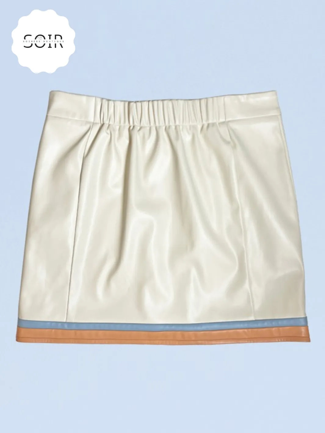 RetroRevive Faux-Leather Striped Midi Skirt