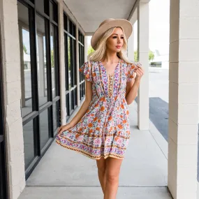 Ruffle Sleeve Dress - Blue