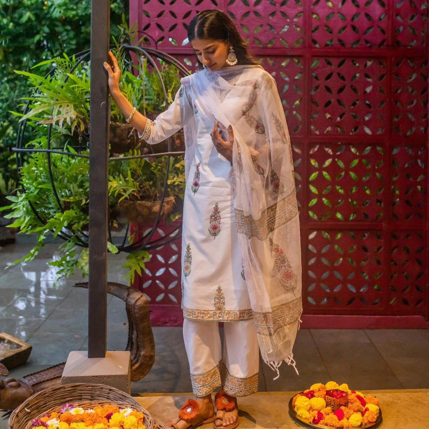 Saanjh Multi Cypress Suit Set With Dupatta