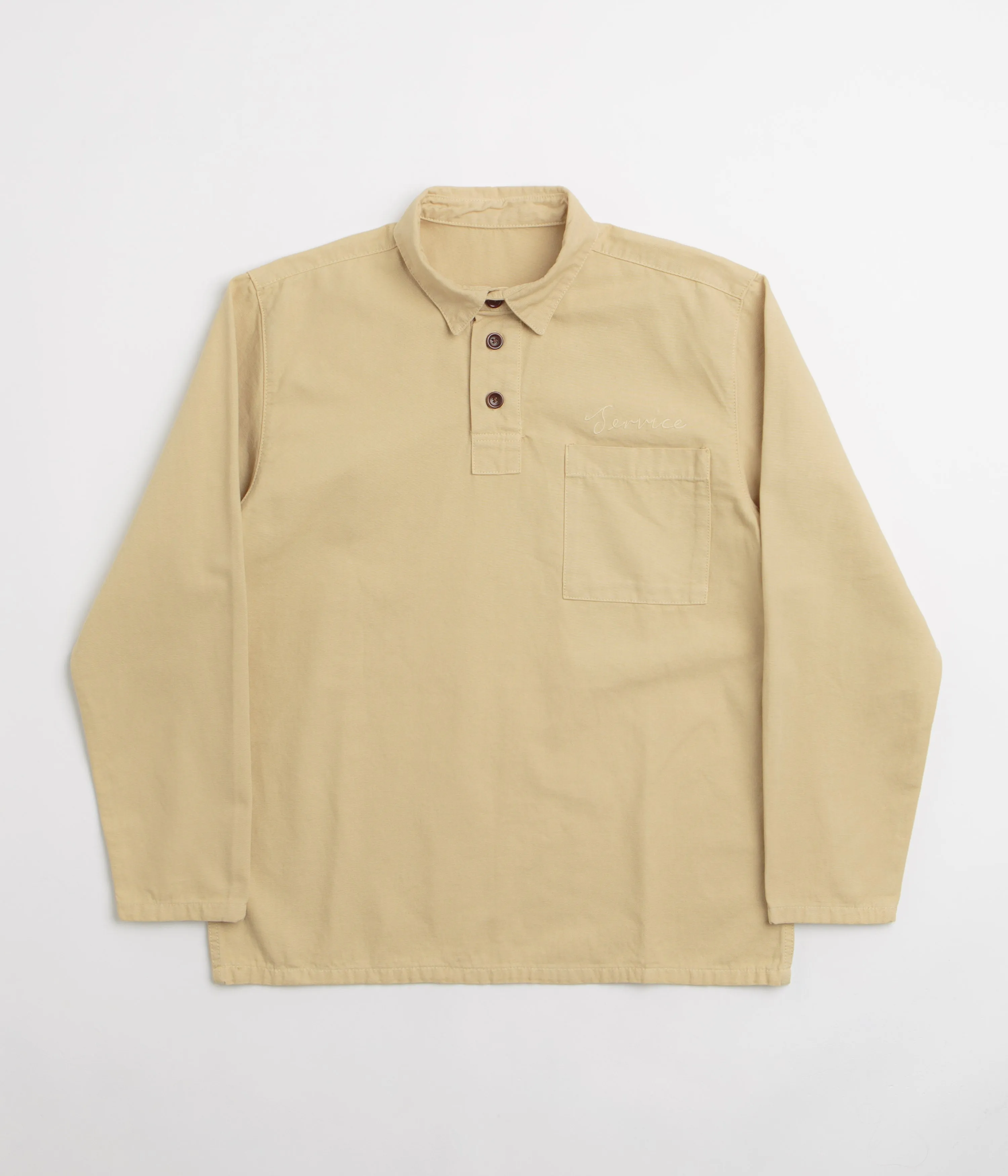Service Works Canvas Script Popover Shirt - Pale Khaki
