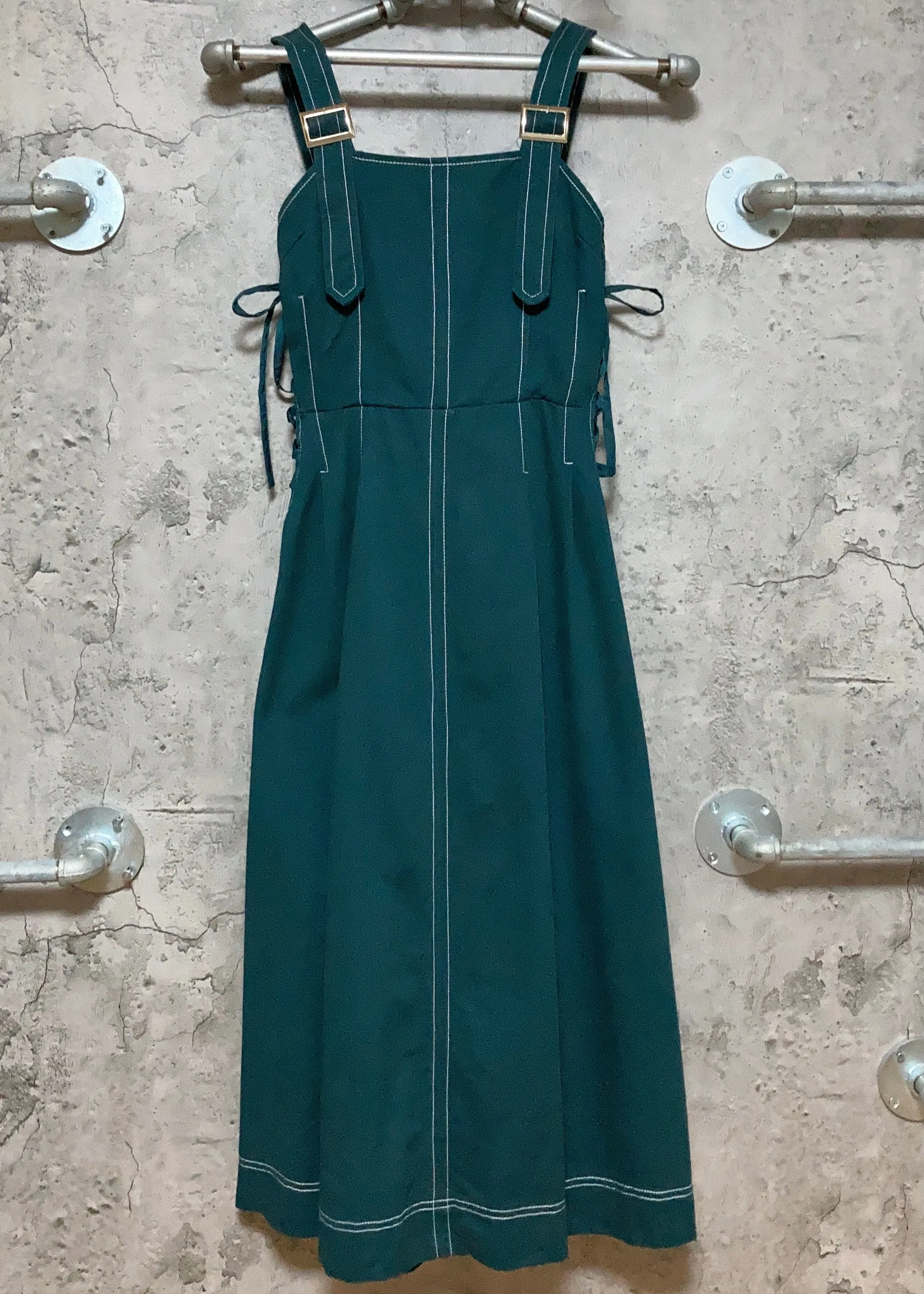 side corset dress dark green