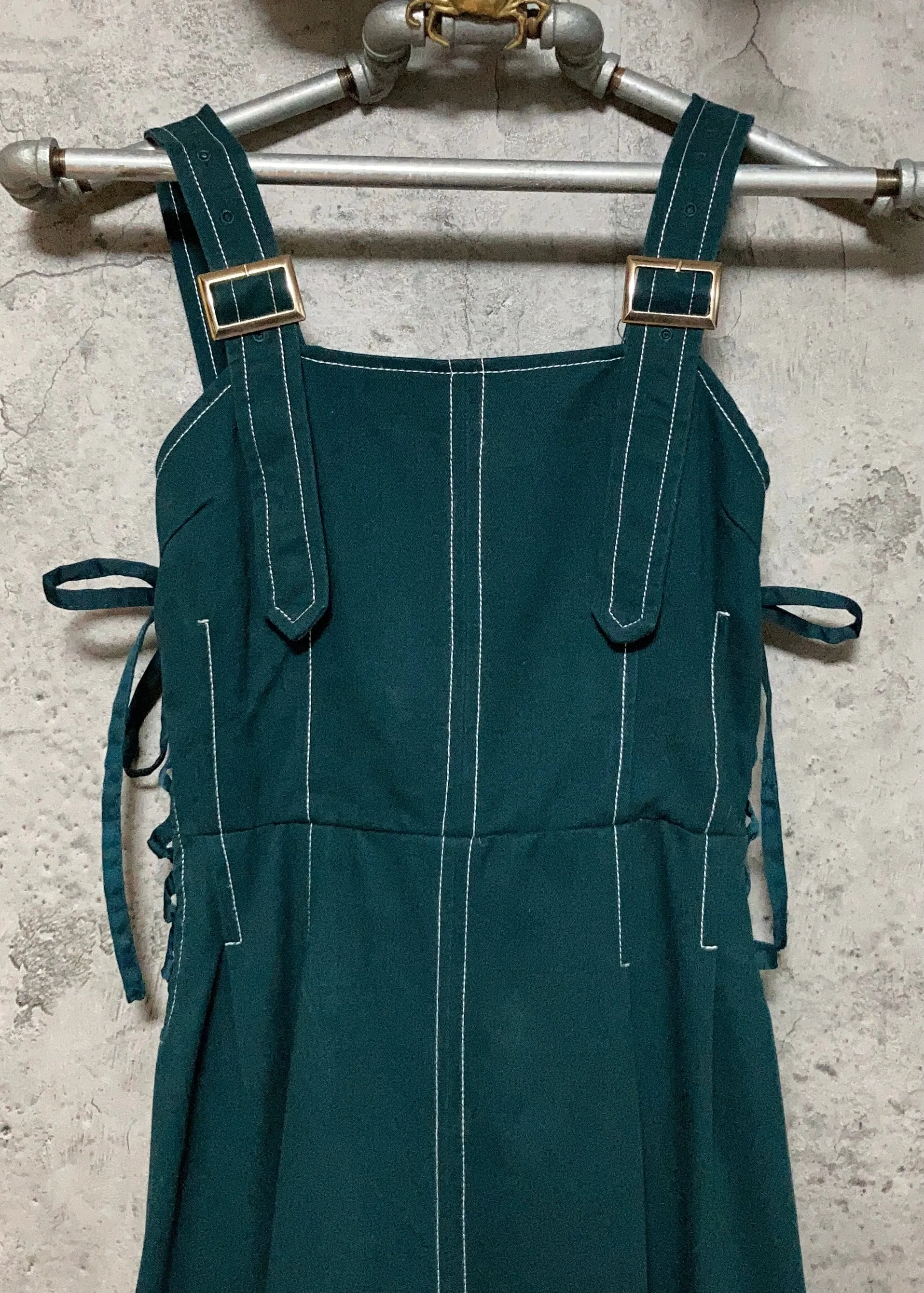 side corset dress dark green