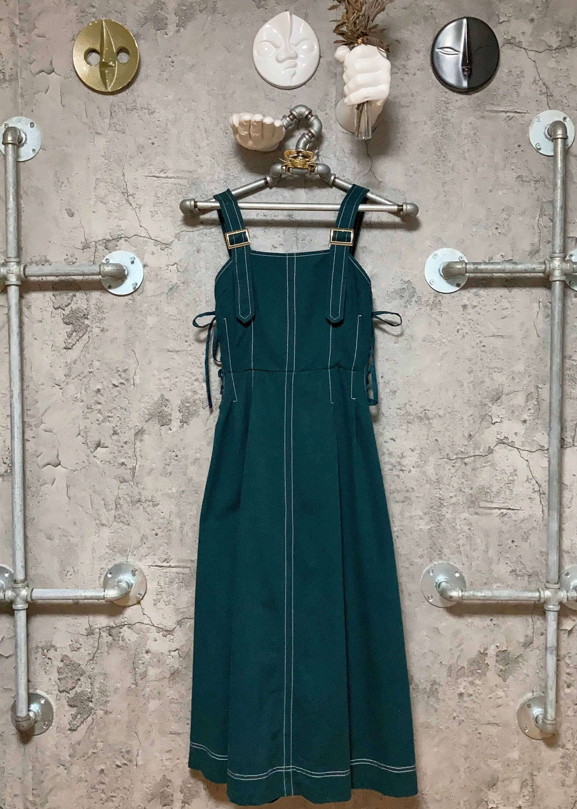 side corset dress dark green