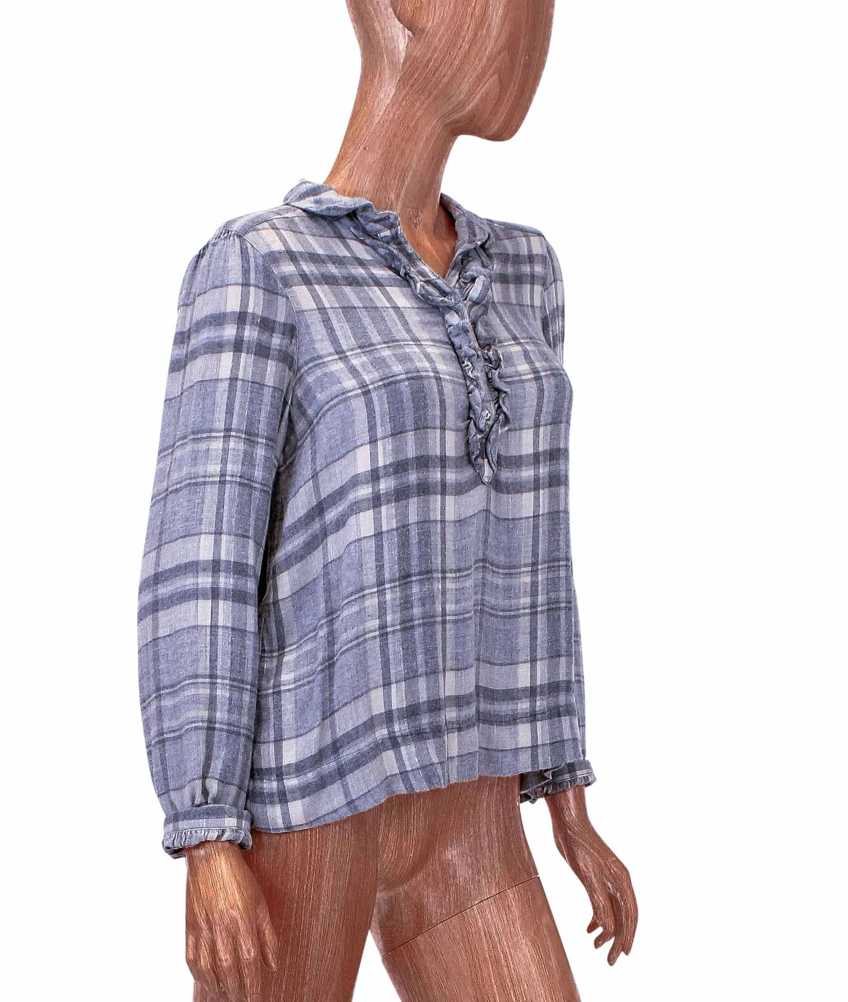 Soft Plaid Henley Blouse