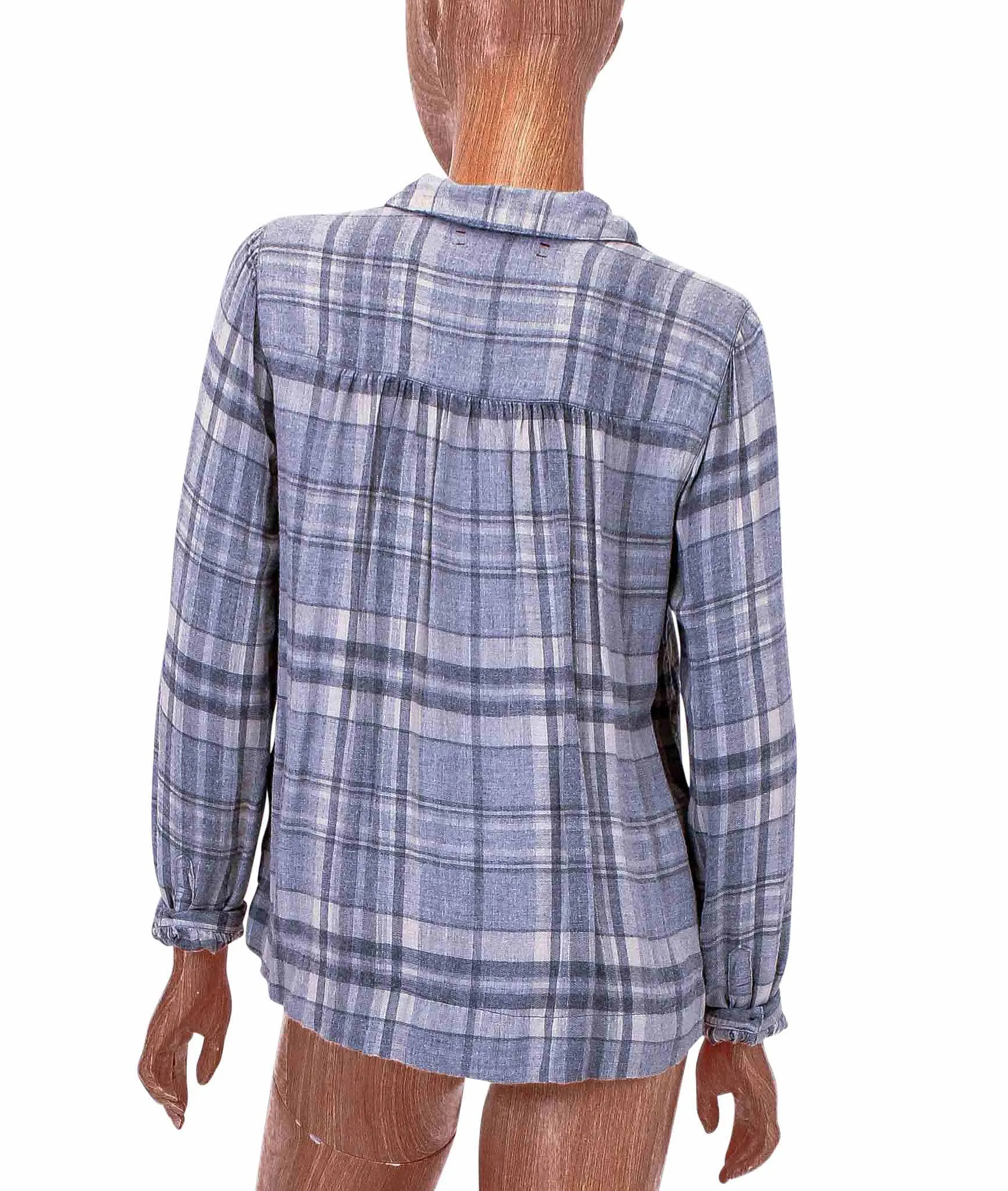 Soft Plaid Henley Blouse