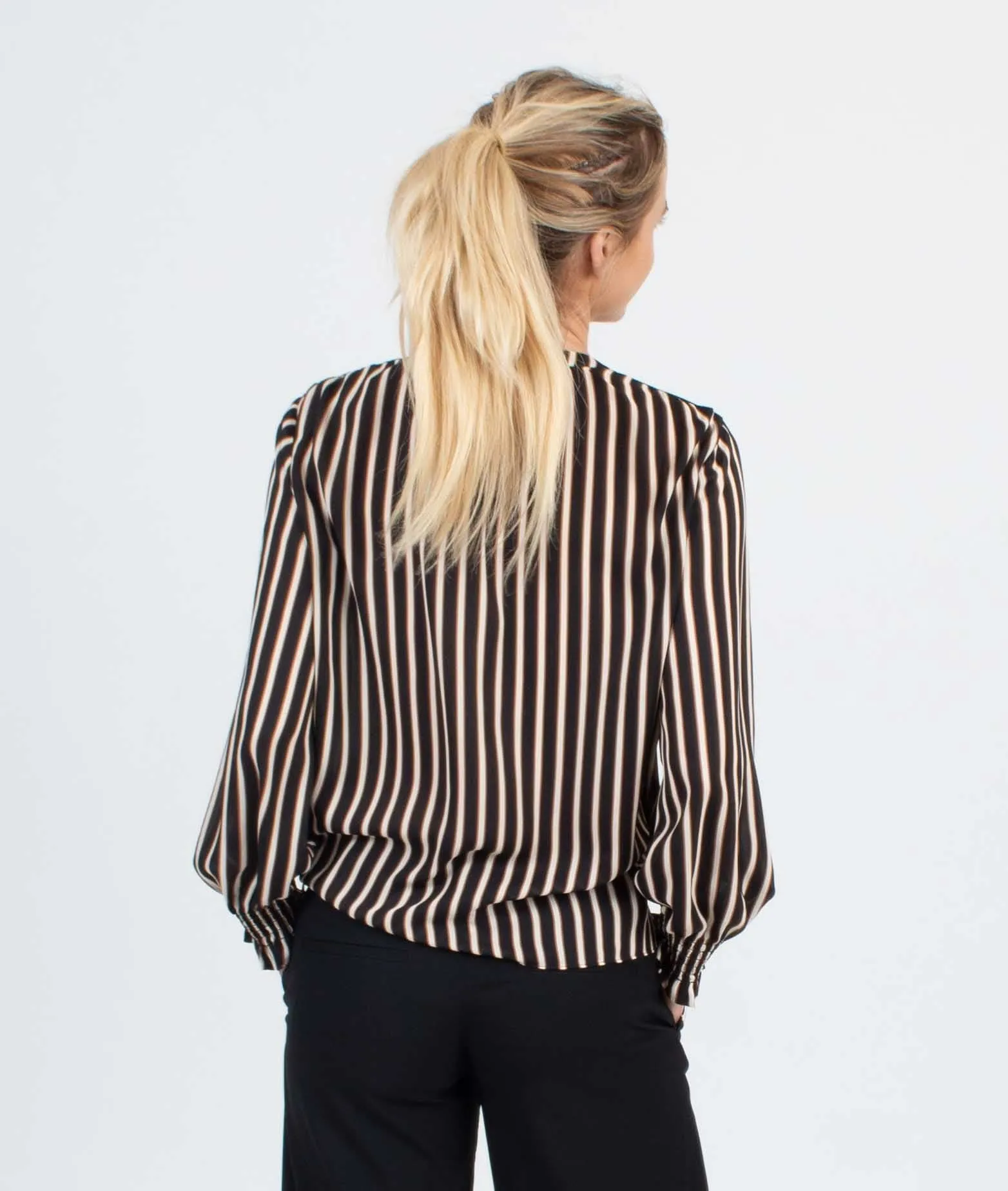 Stripe Henley Crossover Blouse