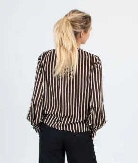 Stripe Henley Crossover Blouse