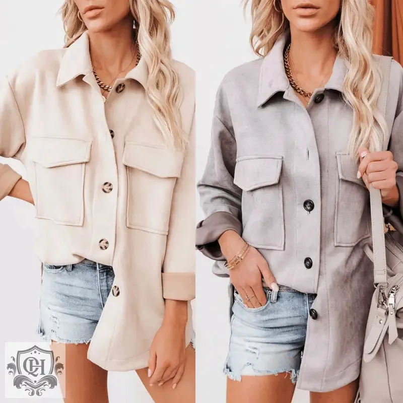 Suede Coat - Single-Breasted & Casual