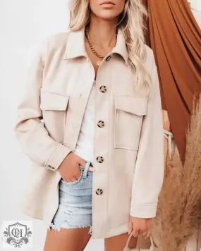 Suede Coat - Single-Breasted & Casual