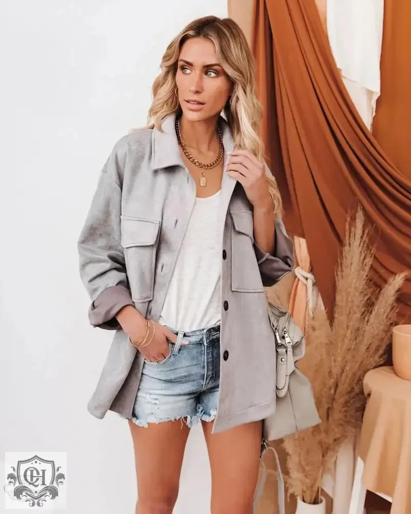 Suede Coat - Single-Breasted & Casual