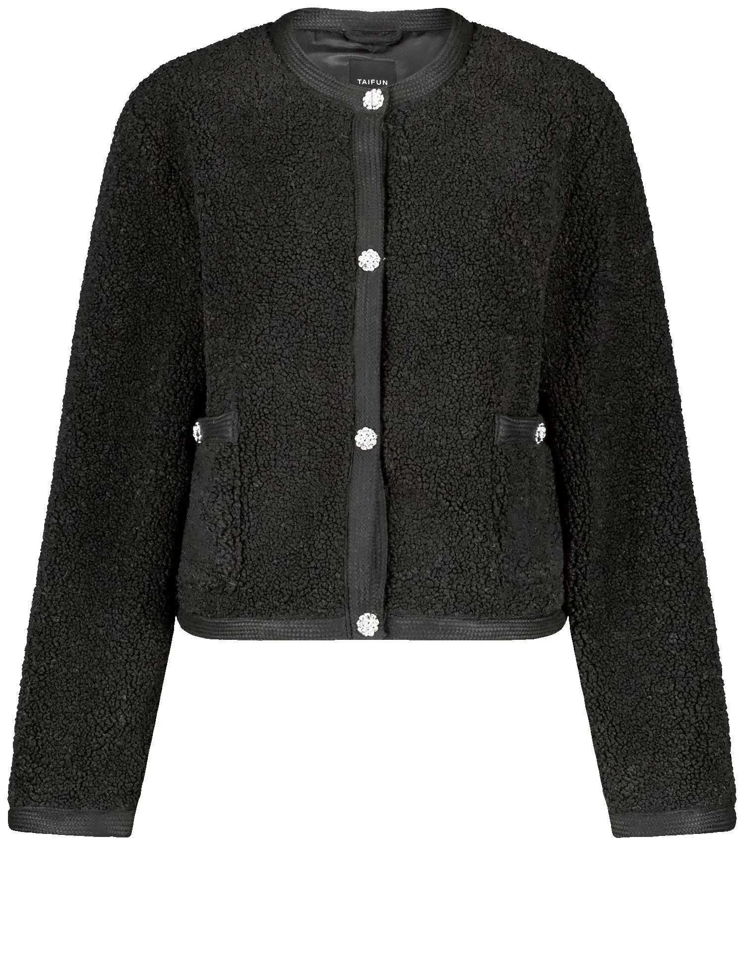 TAIFUN <BR>
Plush Chenille cardigan jacket <BR>
Black <BR>