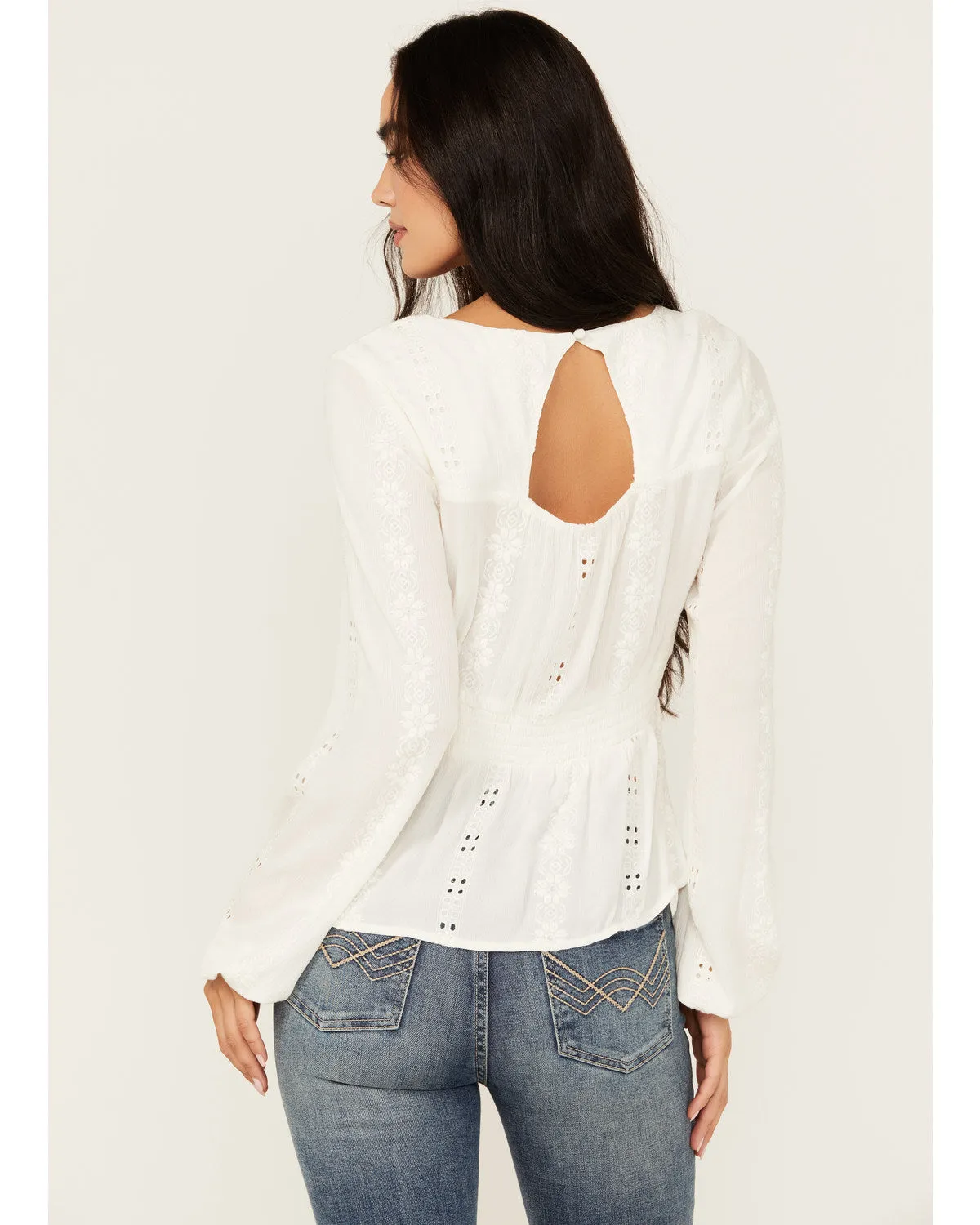 Teel Eyelet Keyhole Blouse