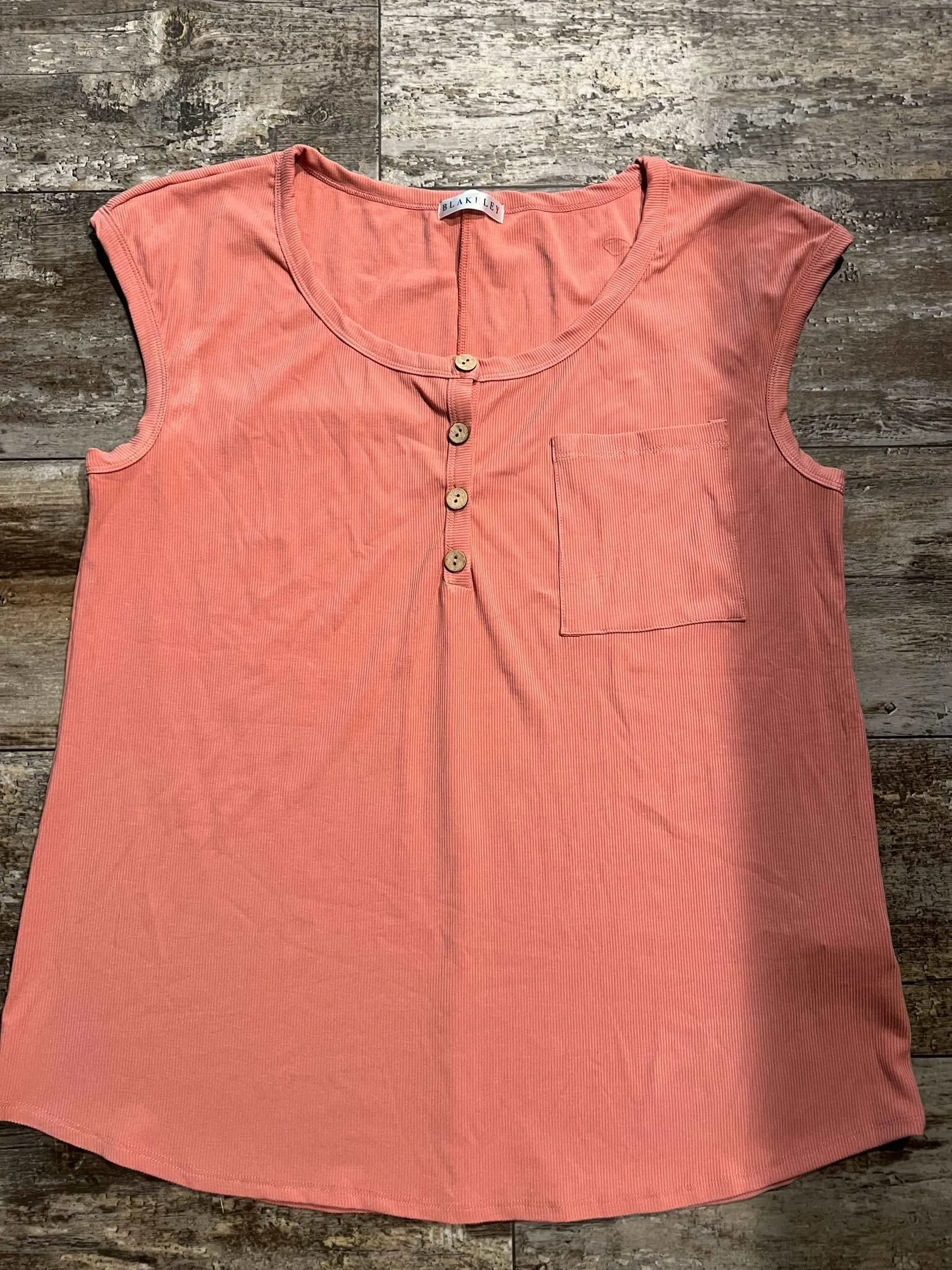 The Ribbed Henley top Women's Plus Coral
