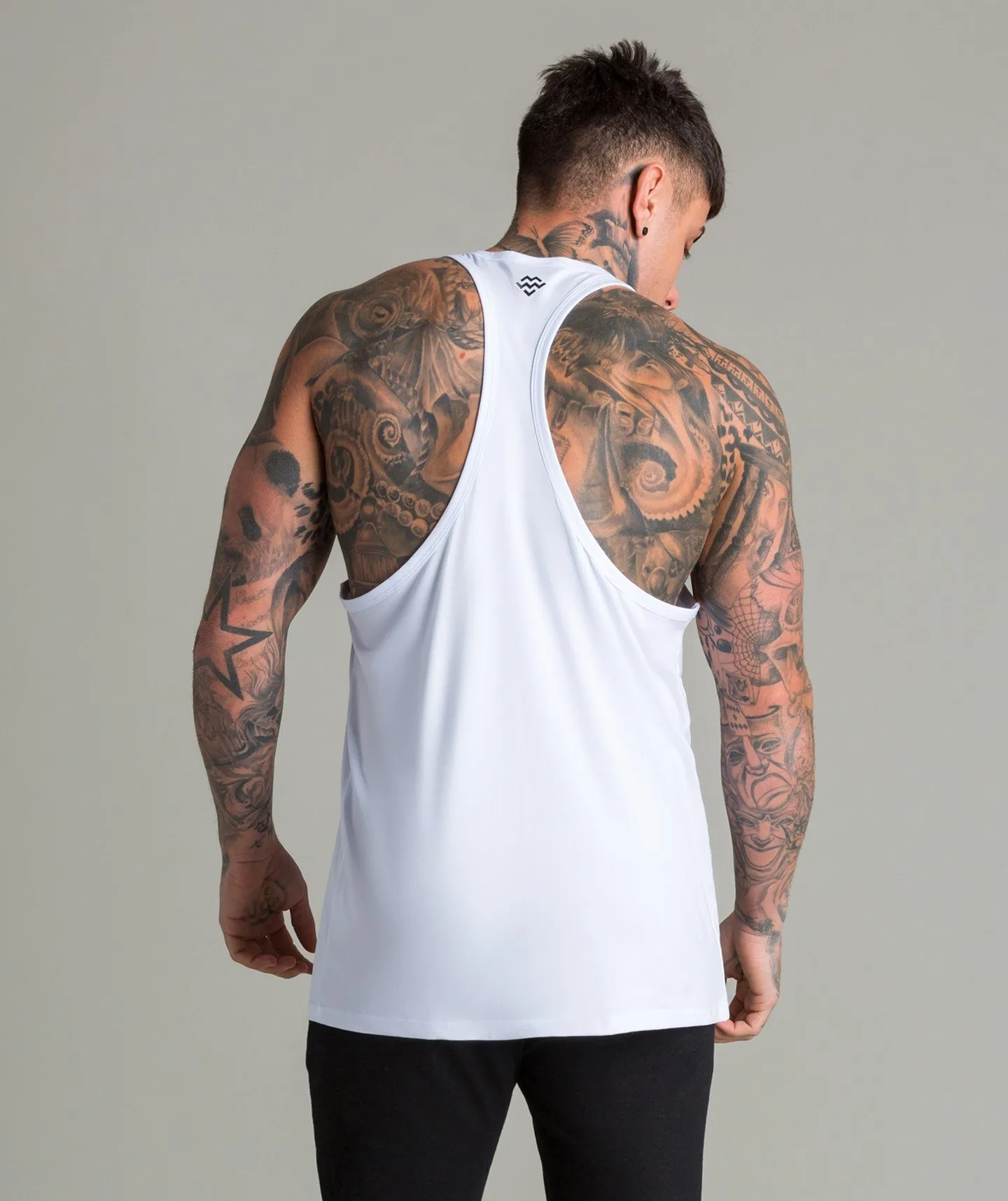 Train Like A Machine Tech Stringer Vest (White)