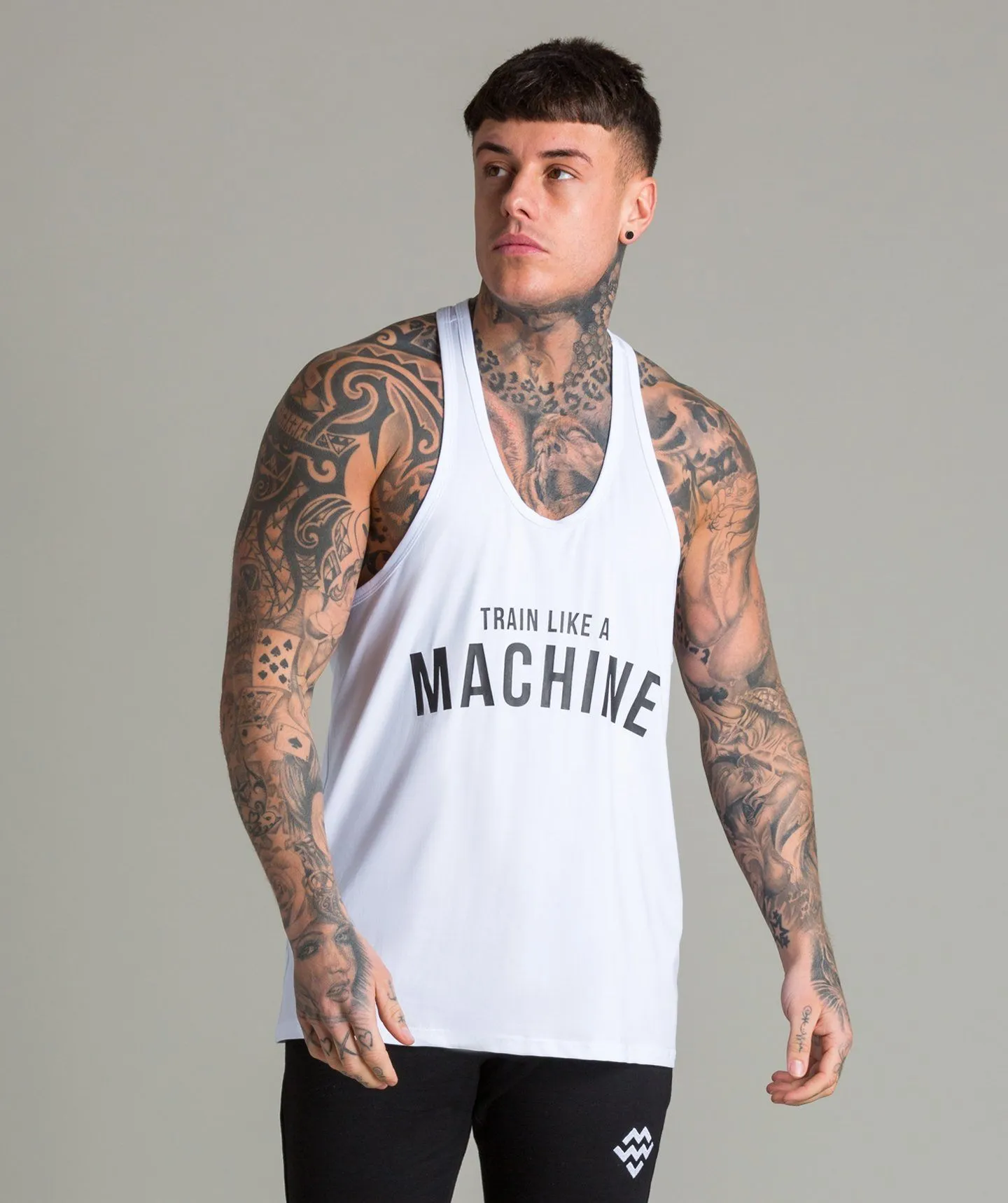Train Like A Machine Tech Stringer Vest (White)