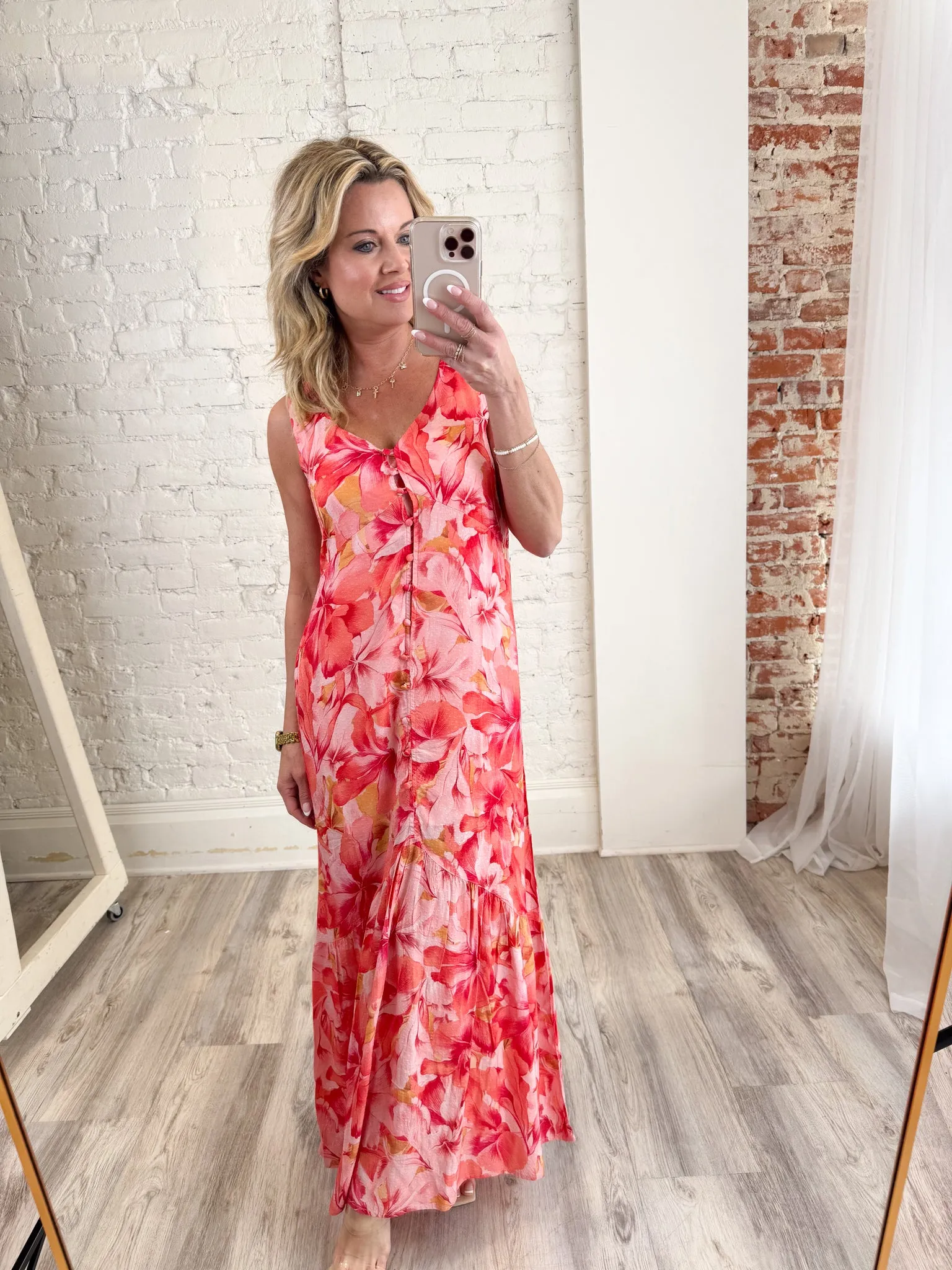 Tribal Spring Tide Coral Maxi Dress