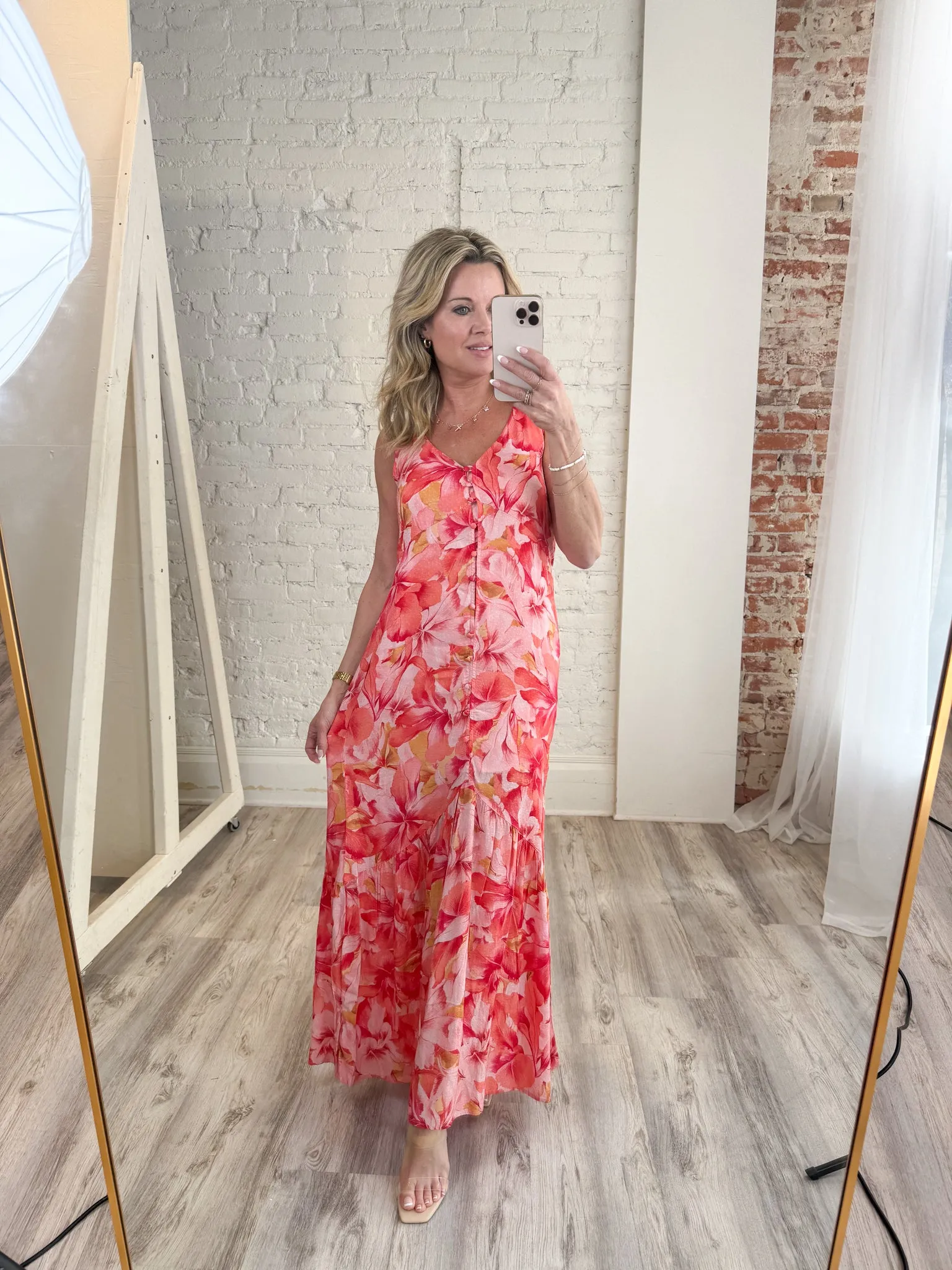 Tribal Spring Tide Coral Maxi Dress