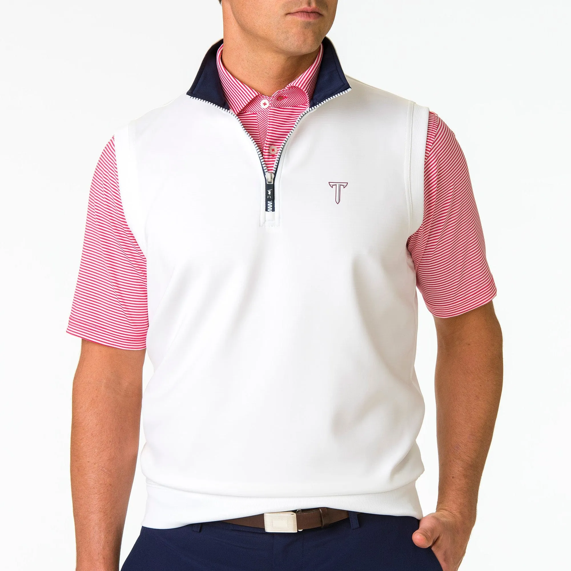Troy | Caves Solid Quarter Zip Vest | Collegiate
