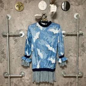 tsuru crane printed dress