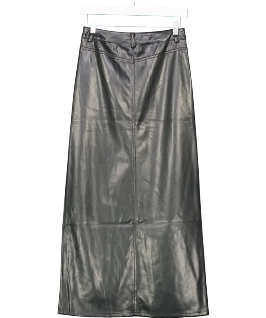 Urban Outfitters Black Split Front Faux Leather Maxi Skirt UK XS