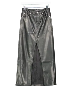 Urban Outfitters Black Split Front Faux Leather Maxi Skirt UK XS
