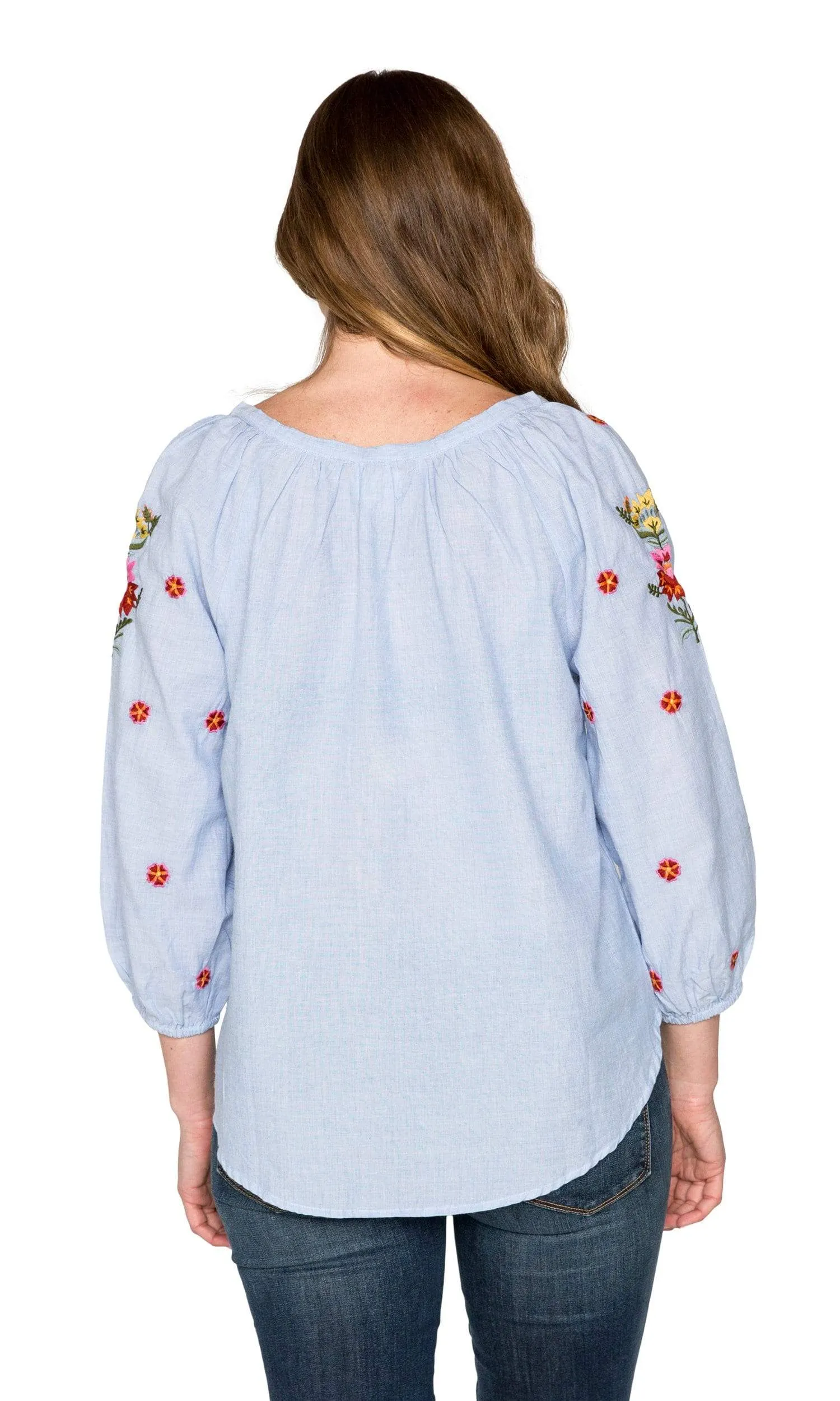Velvet by Graham & Spencer Arabelle Kali Embroidered Chambray Top