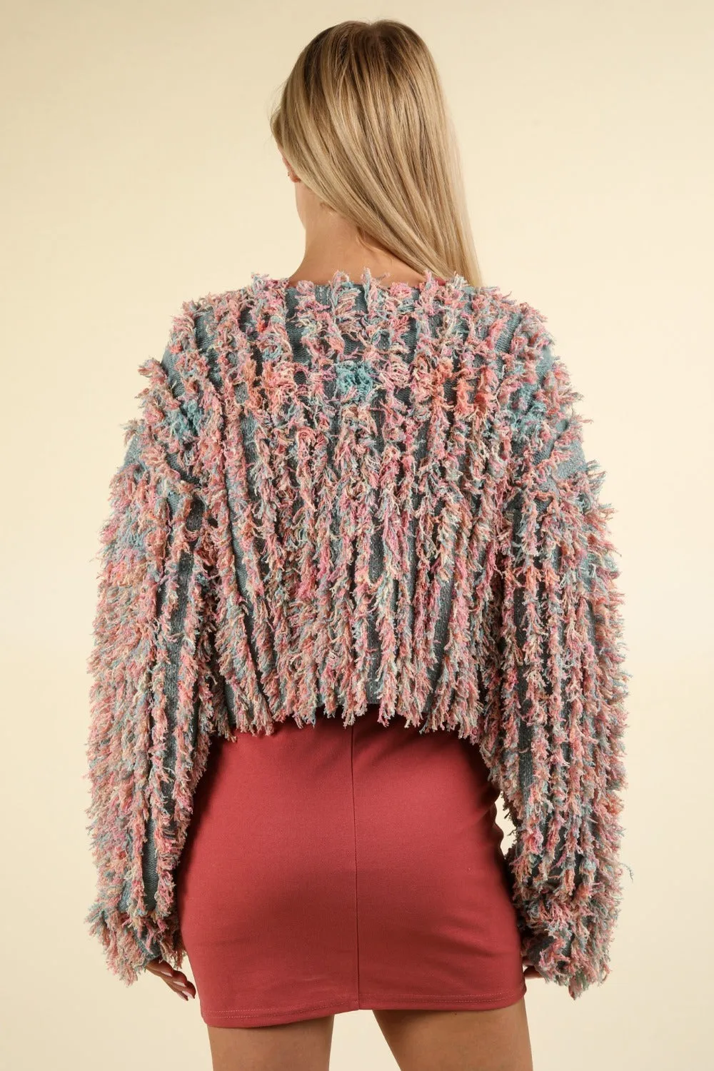VERY J Shaggy Yarn Knit Zip-Up Jacket – Stylish Outerwear for Women