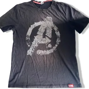 Vintage men Marvel Avengers logo print black short sleeve tees in M|L20 W14|SKU 6319