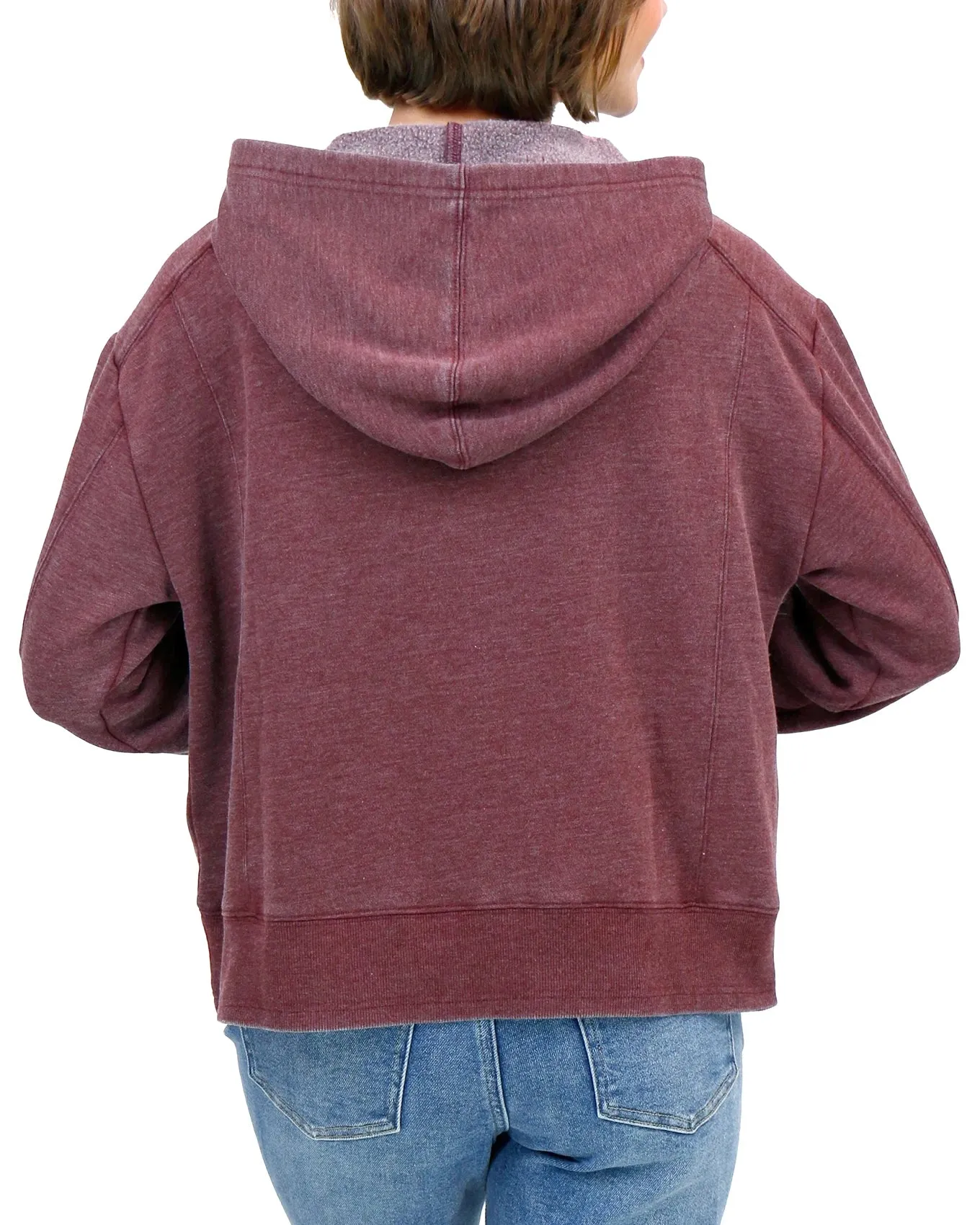 Vintage Washed Wine Fleece Hoodie