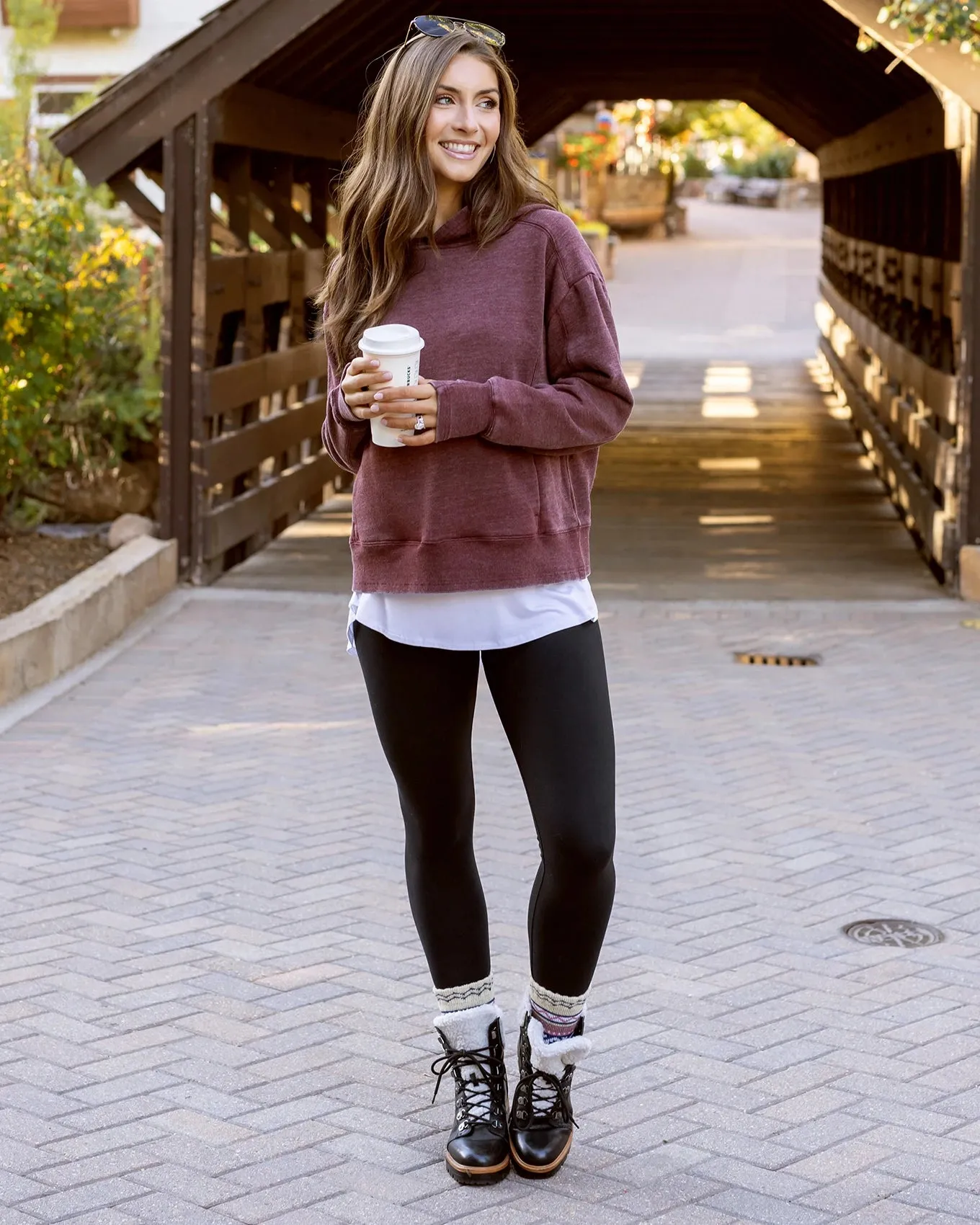 Vintage Washed Wine Fleece Hoodie