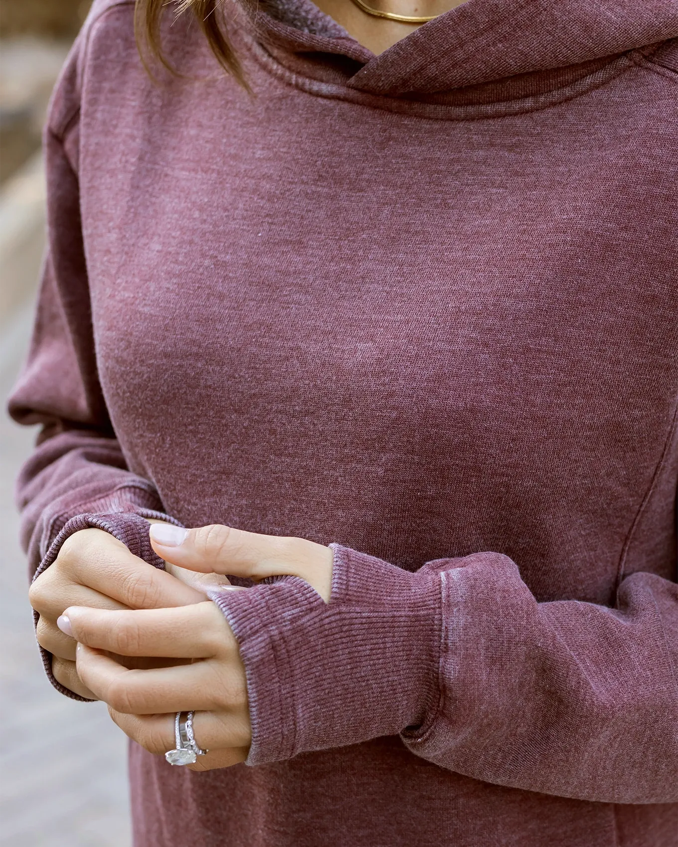 Vintage Washed Wine Fleece Hoodie