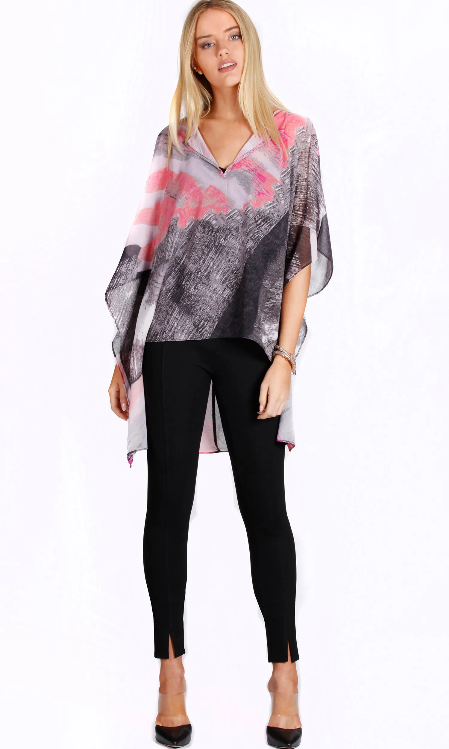 VS7326-1NC Graphic Print Kaftan High Low Top (Pack)
