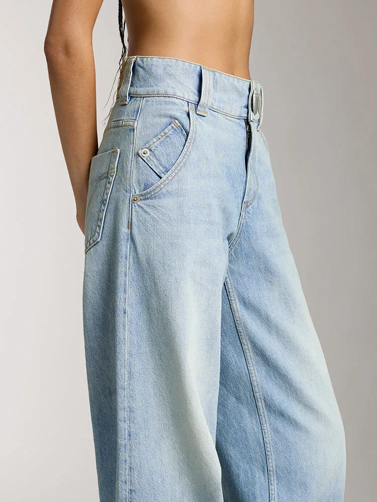 Washed Low Rise Jeans