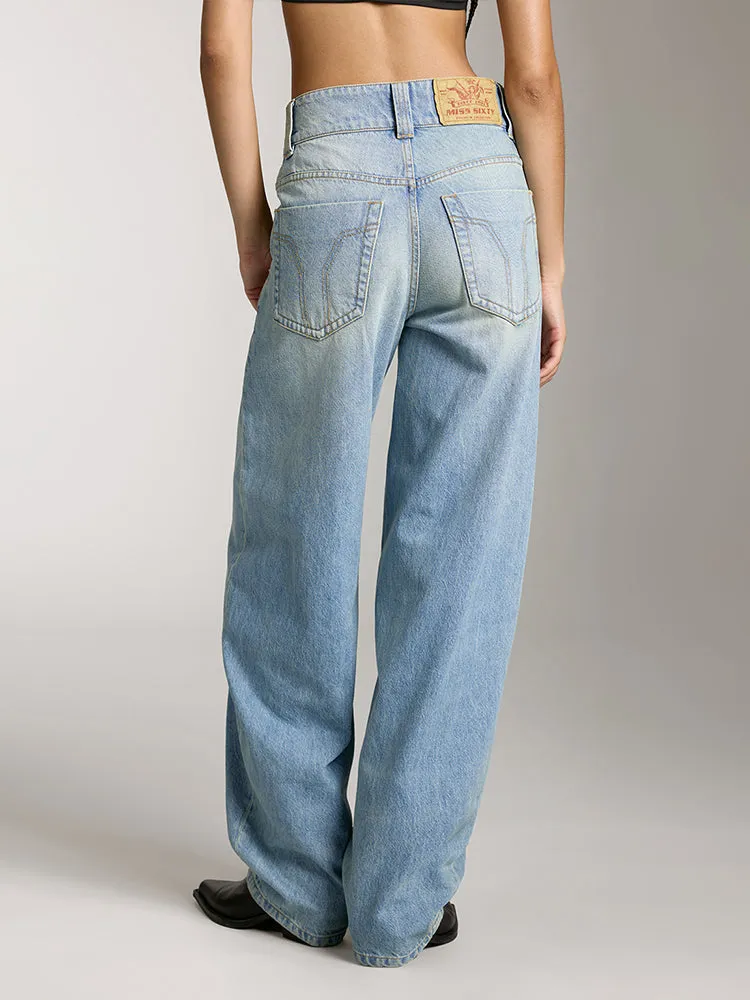Washed Low Rise Jeans