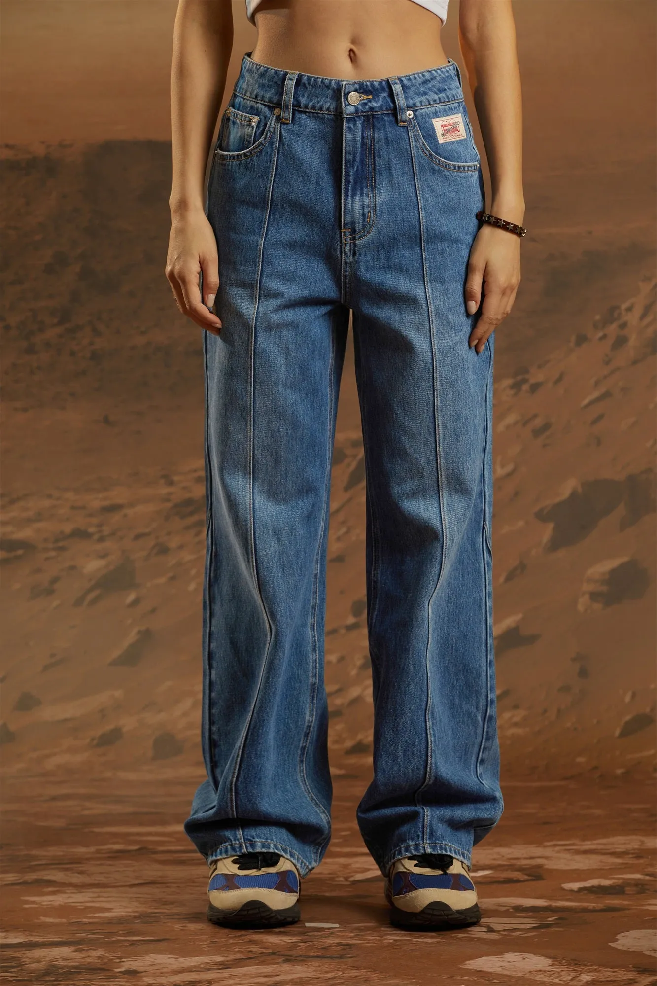 Washed Wide Line Denim Jeans