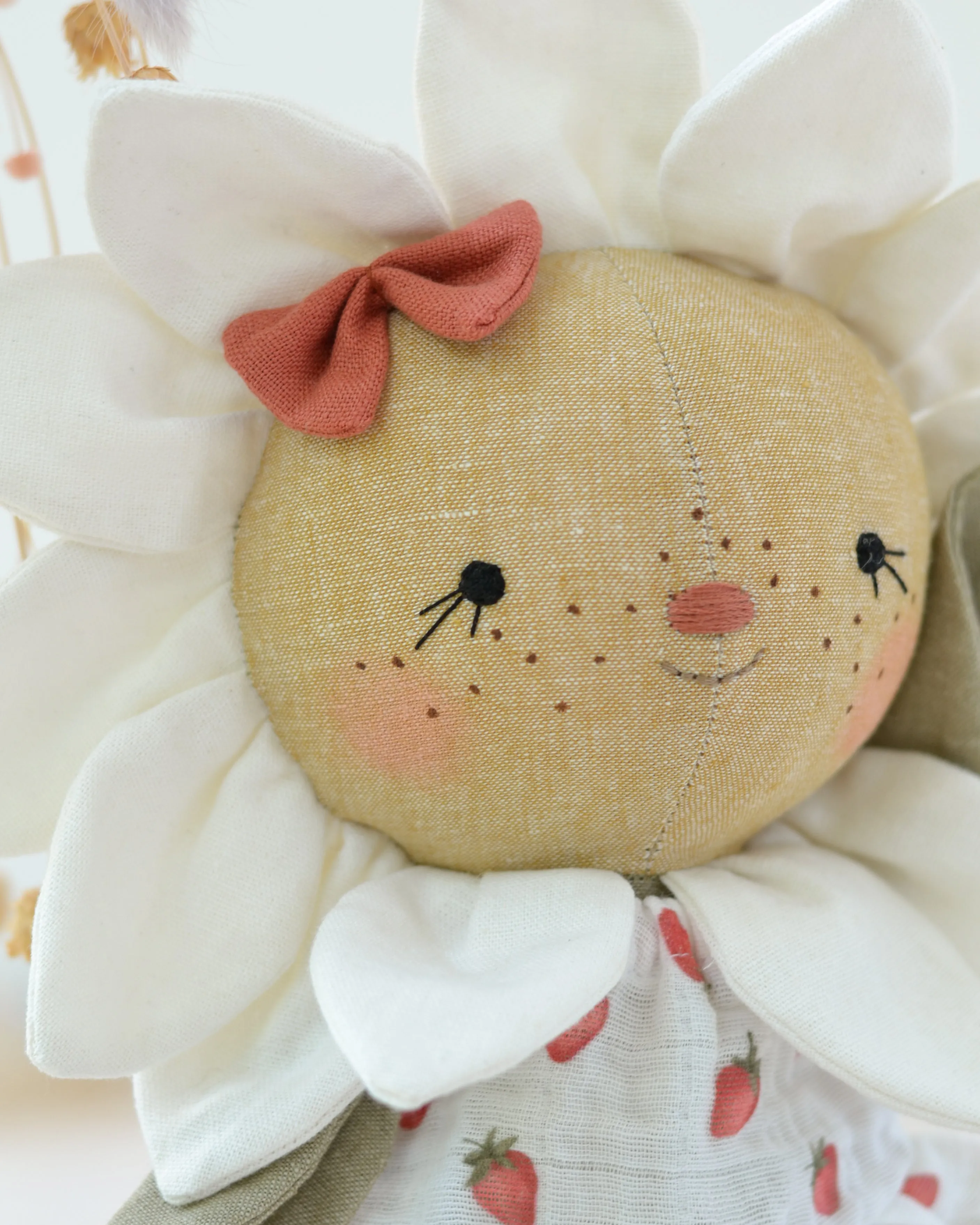 White Flower Soft Toy | Strawberry Dress