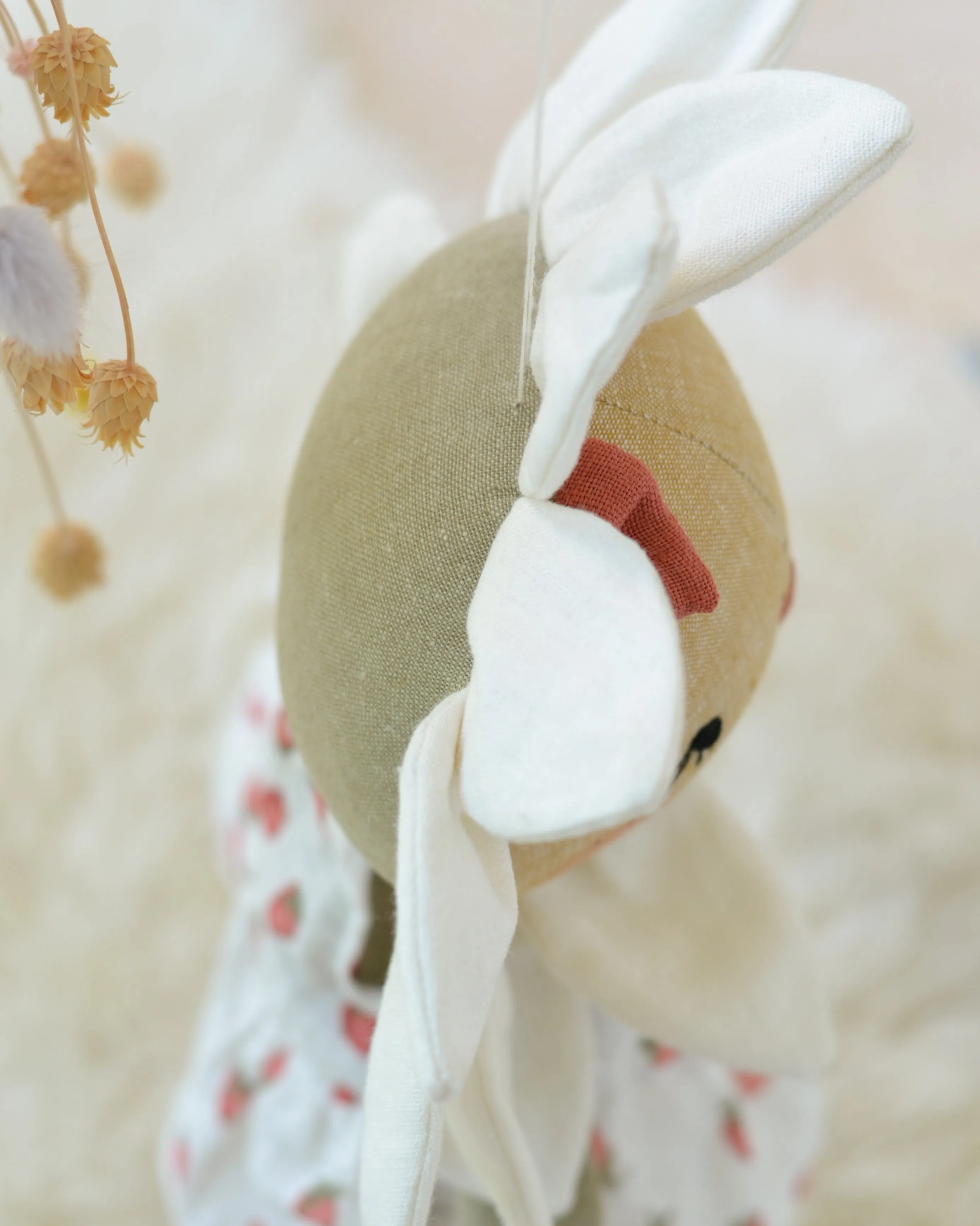 White Flower Soft Toy | Strawberry Dress