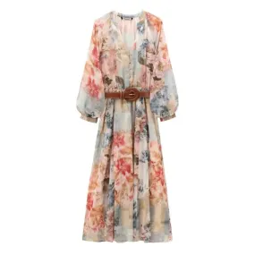 Wilma Floral Belted Boho Dress