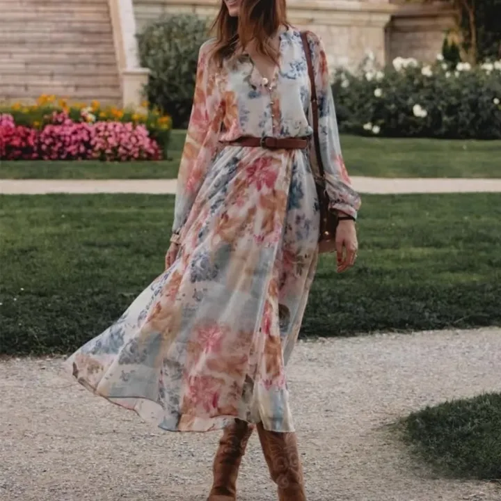 Wilma Floral Belted Boho Dress